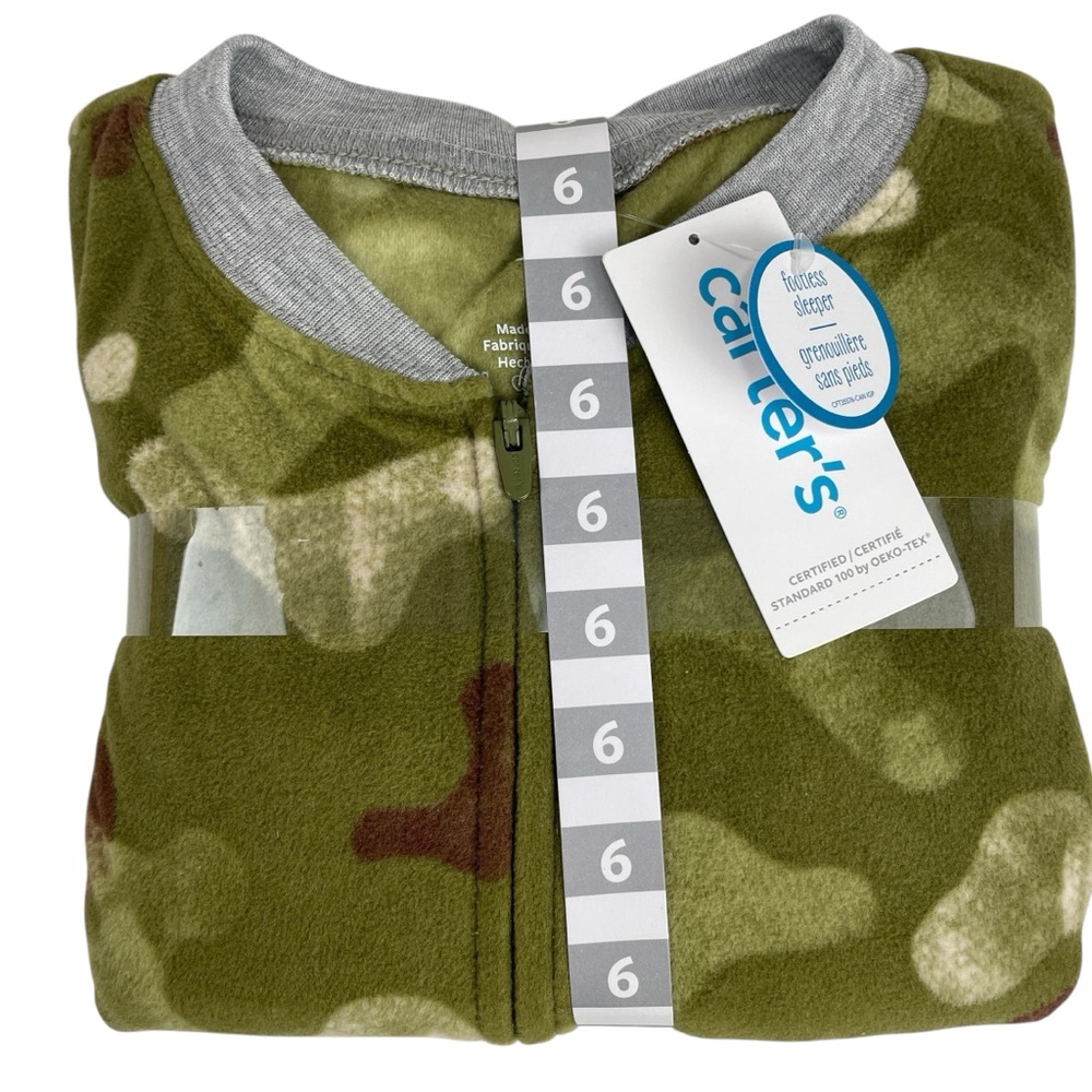 Carter's Green Camo Microfleece One Piece Footless Sleeper Pajamas Size 6 NWT